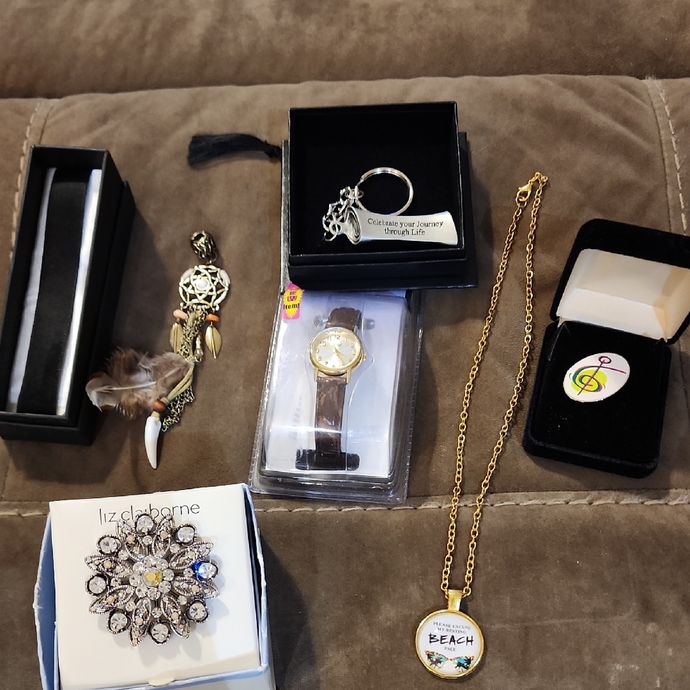 Bundle- Jewelery Inc Liz Claiborne Stunning Broach, Resting Beach Face & More